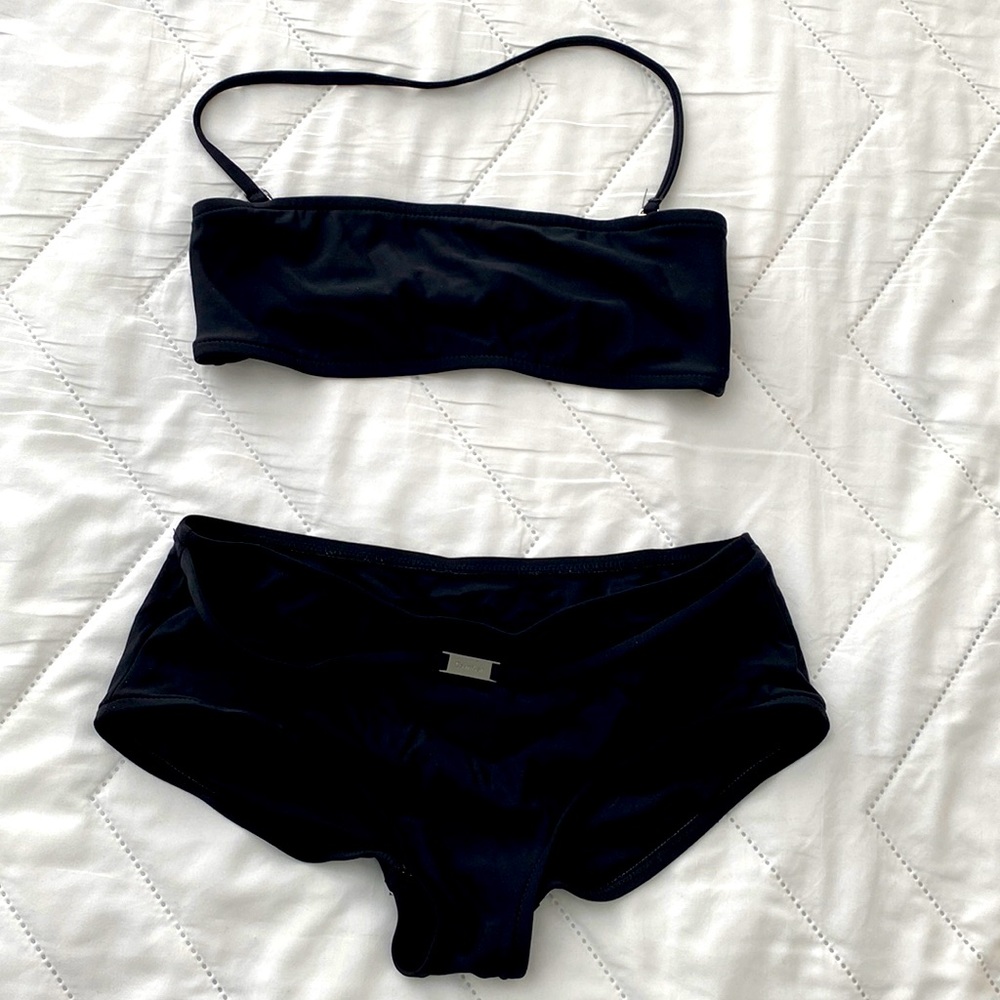 Calvin Klein 2 piece bandeau swim top with boy shorts.